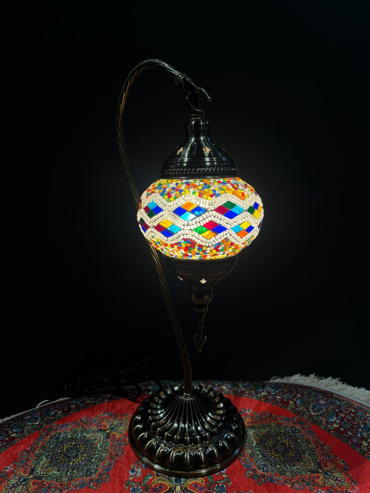 Mosaic Swan Lamp Rainbow Diamond Lamps   