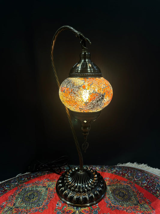 Mosaic Swan Lamp Orange Crackle Lamps   