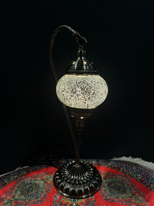 Mosaic Swan Lamp White Crackle Lamps   