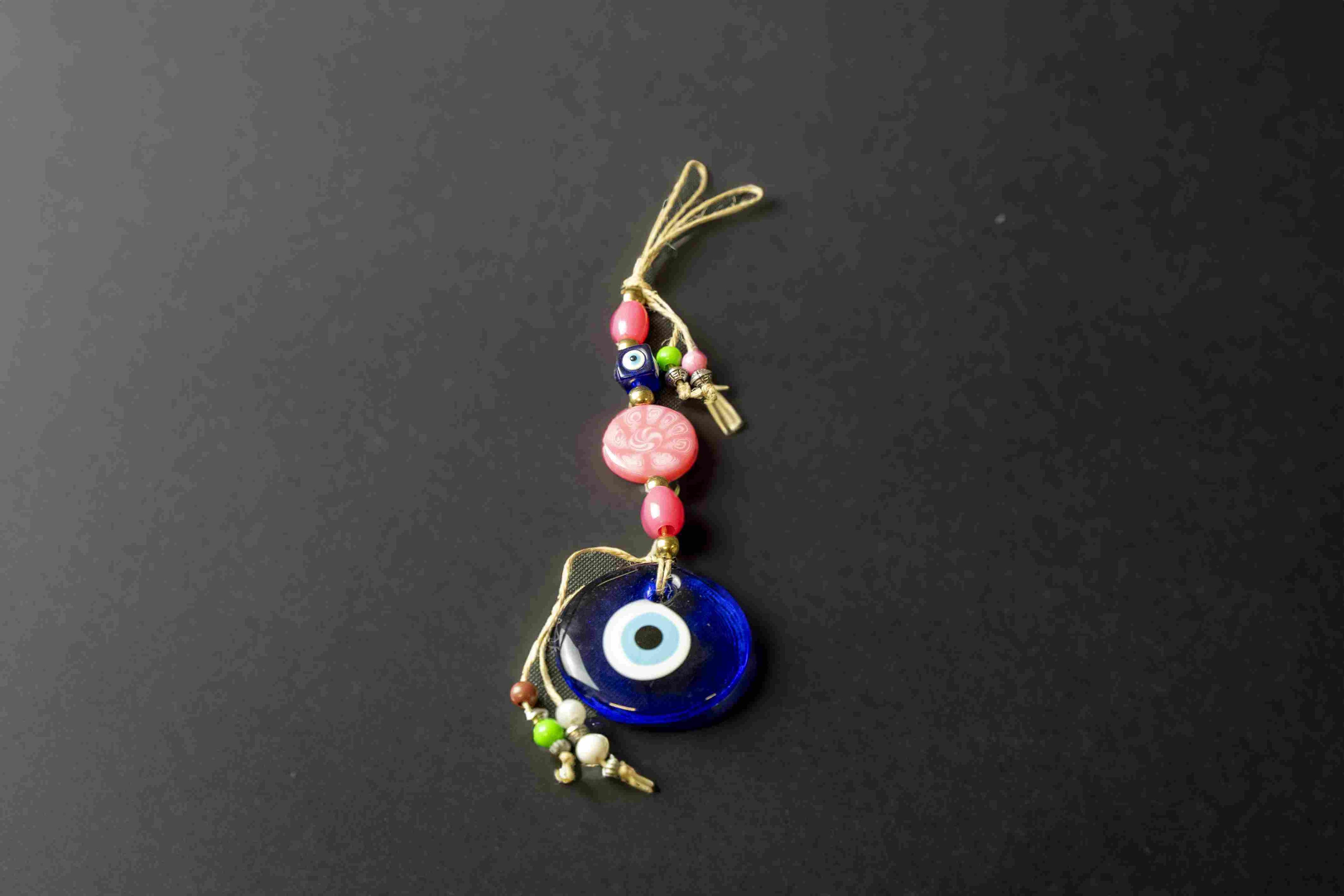 Pink Bead Hanging Evil Eye (5cm)