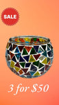 Prism Delight Mosaic Candle Holder-Brighten your home with the Prism Delight Mosaic Candle Holder. Vibrant and fun. Buy 3 for $50 now!-Bazaar G Rugs N Gifts