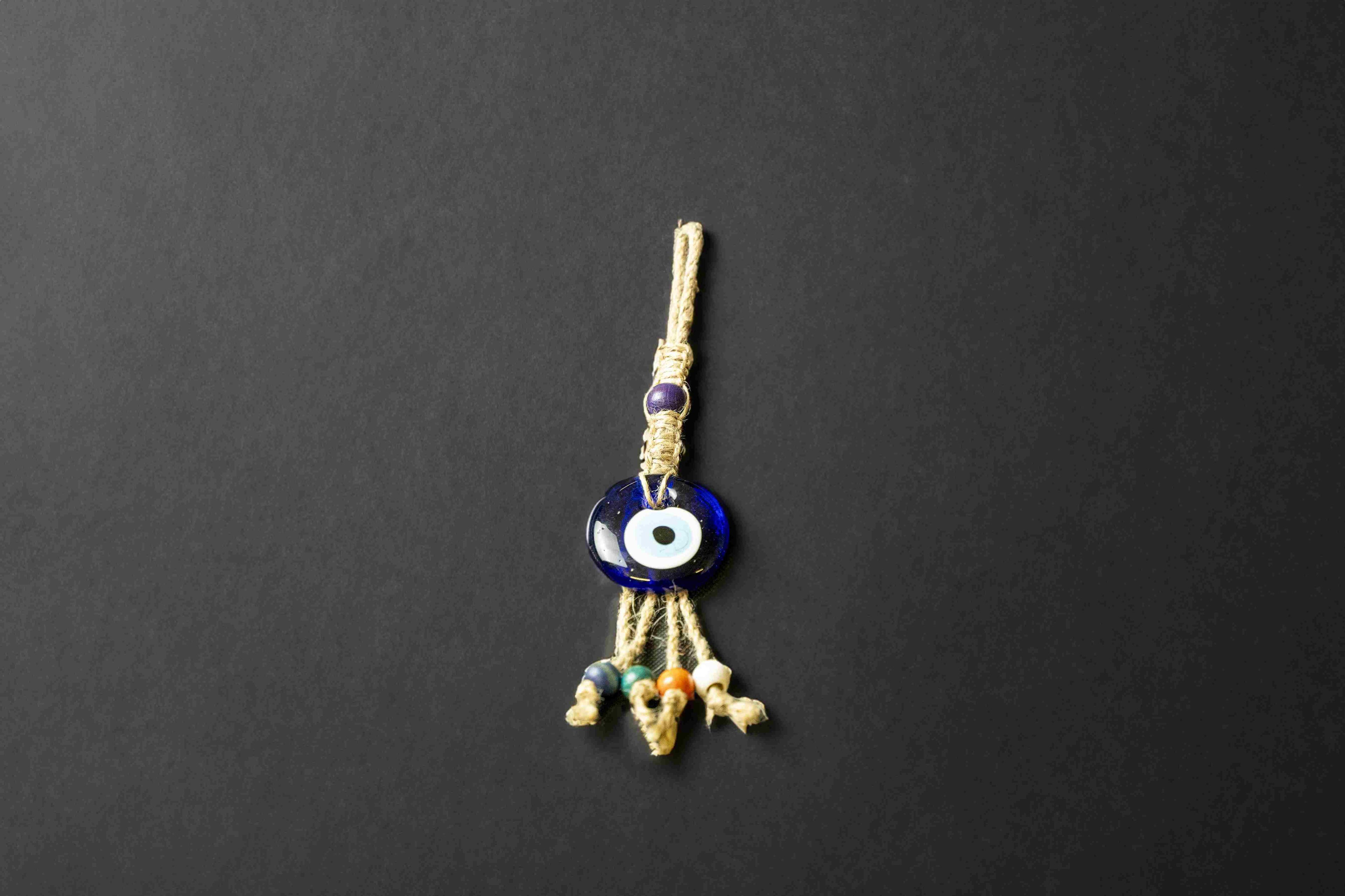 Purple Bead Hanging Evil Eye (5cm)