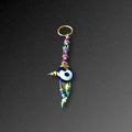 Purple Velvet Evil Eye Keyring