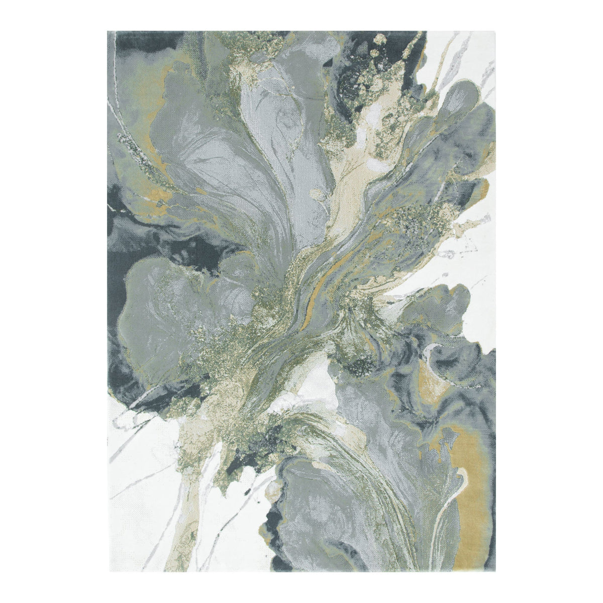 Rue R004 Green Abstract Rug – view 2