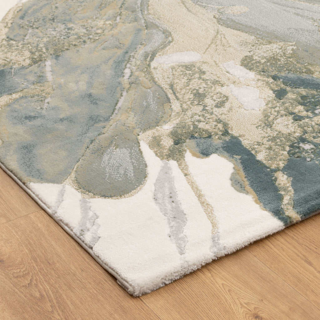 Rue R004 Green Abstract Rug – view 3