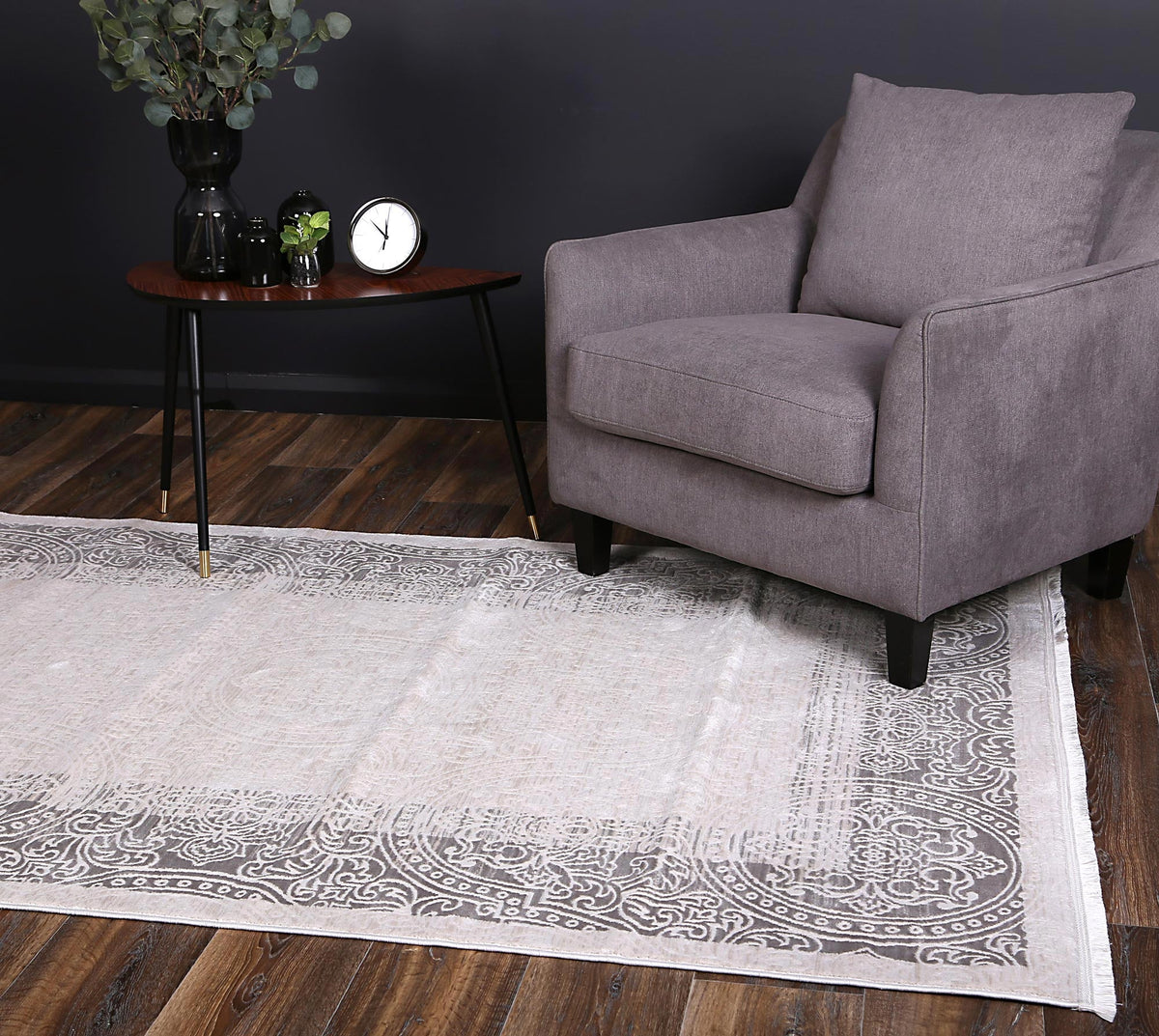 Rapsody Bach Ash Contemporary Rug - 01CREA – view 6
