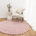 Purity Rose Pink Round Washable Shaggy Rug styled with furniture