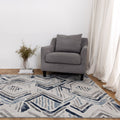 Ruby Blue Grey Diamond Rug styled with furniture