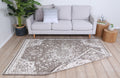 Rustic Medallion Ash Transitional Rug - 6120 BEIG styled with furniture