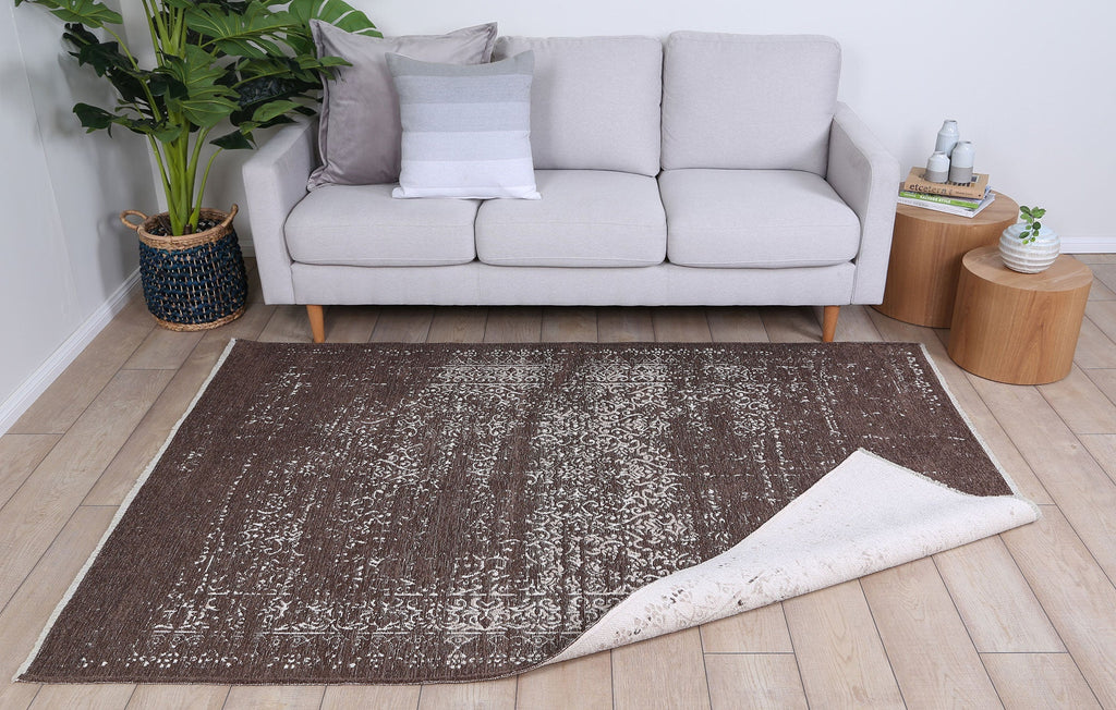 Rustic Homestead Beige & Cream Contemporary Rug - 6123 BEIG styled with furniture