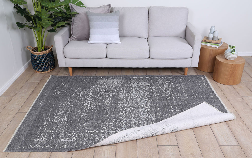 Rustic Homestead Grey & Ivory Contemporary Rug - 6123 GREY styled with furniture