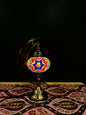 Radiant Starburst Turkish Mosaic Lamp - Crescent Moon Design-Shop the Radiant Starburst Turkish Mosaic Lamp! Features bold red, blue, and multicolored star mosaic design with a crescent moon stand. Includes LED bulb.-Bazaar G Rugs N Gifts