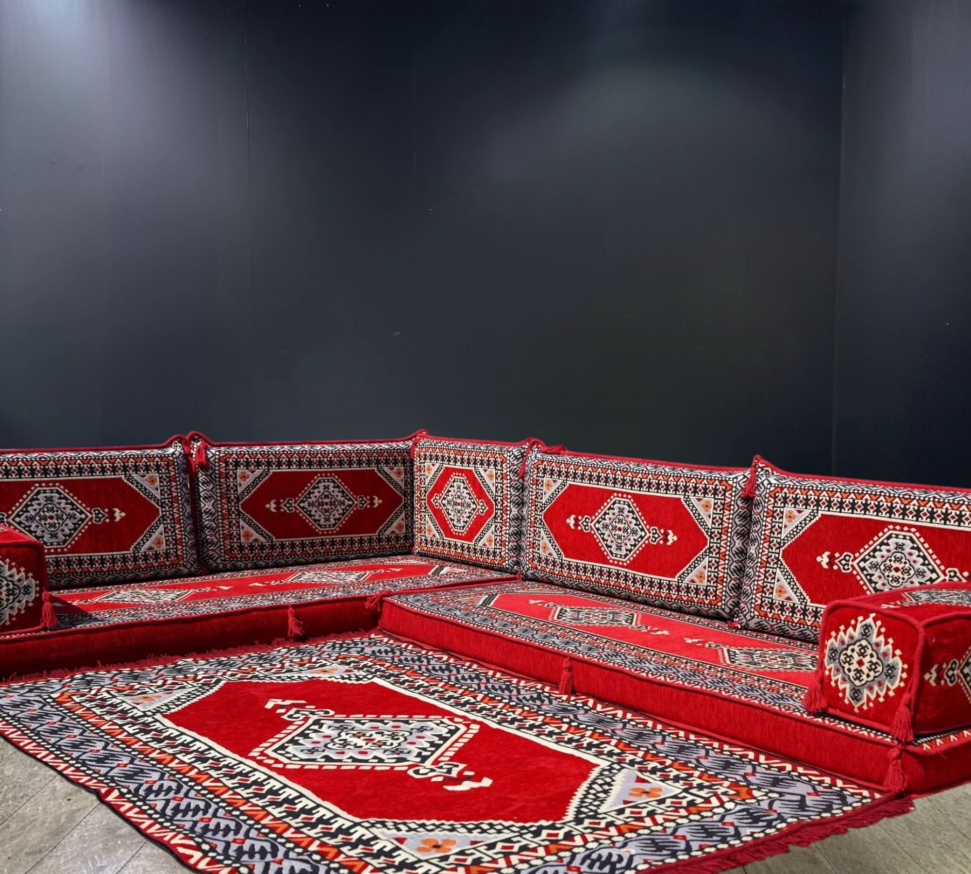 Red Palace Arabian Majlis L-Shape Sofa Set