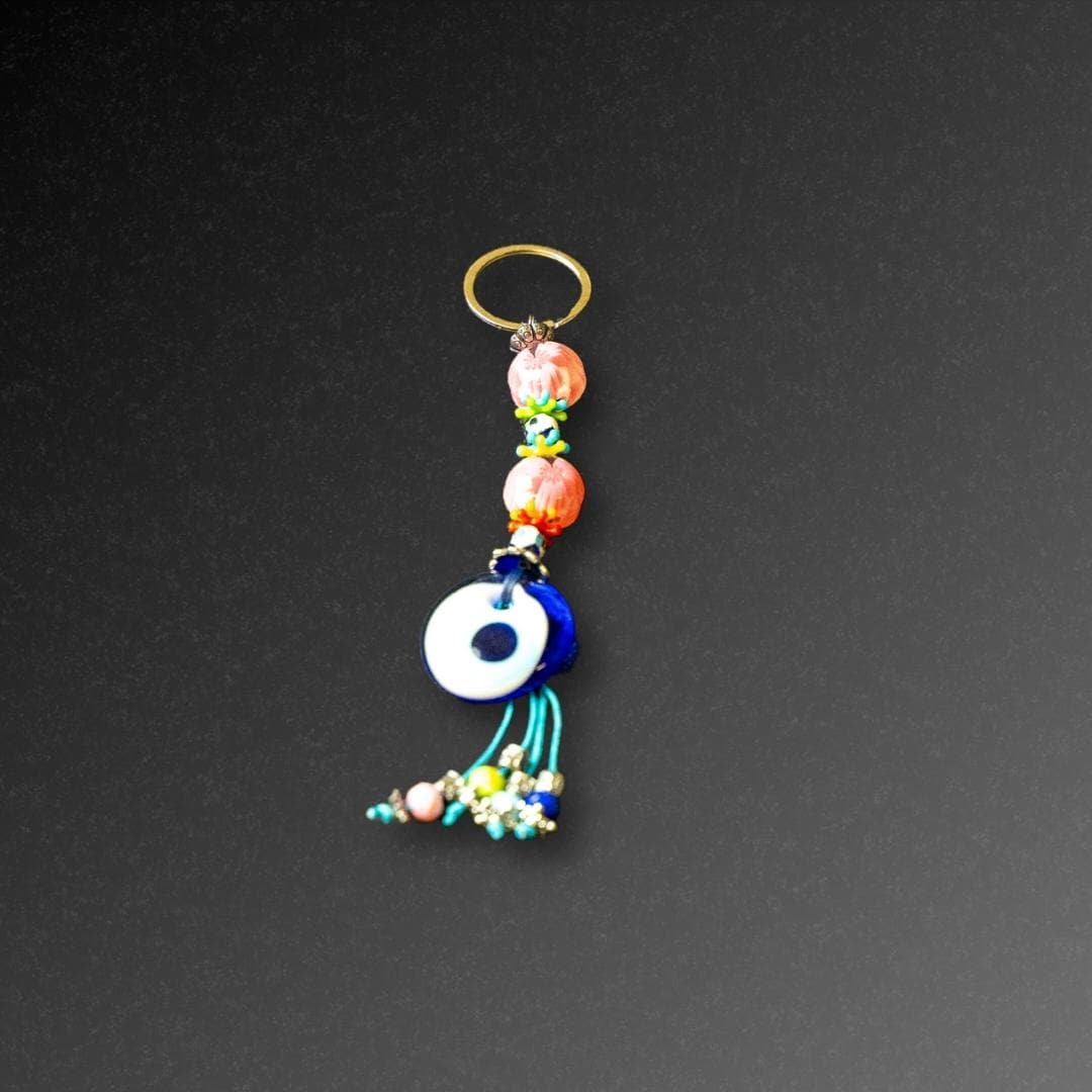 Resin Flower Evil Eye Keyring