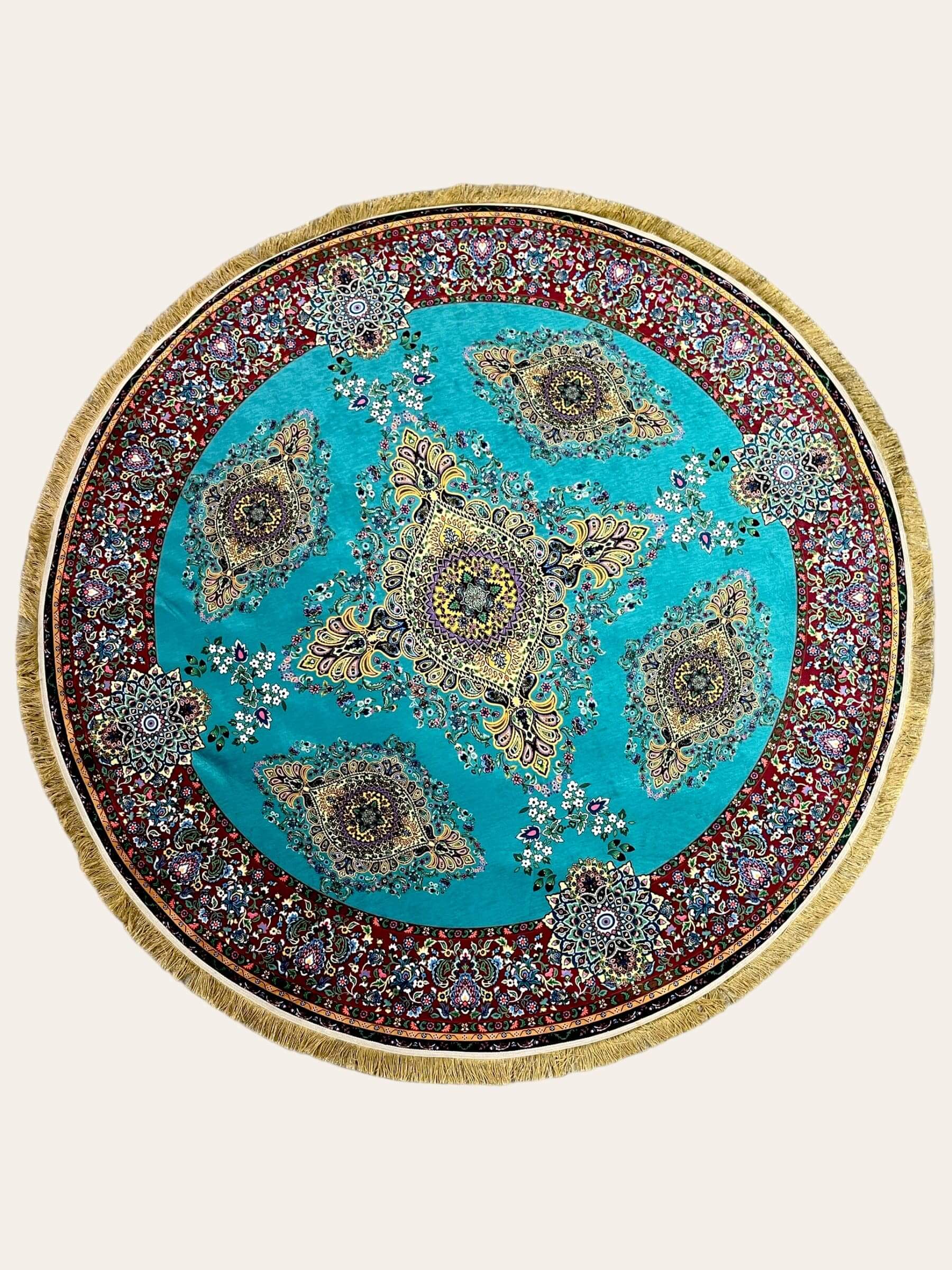 Round Turkish Rugs Colourful- Aqua