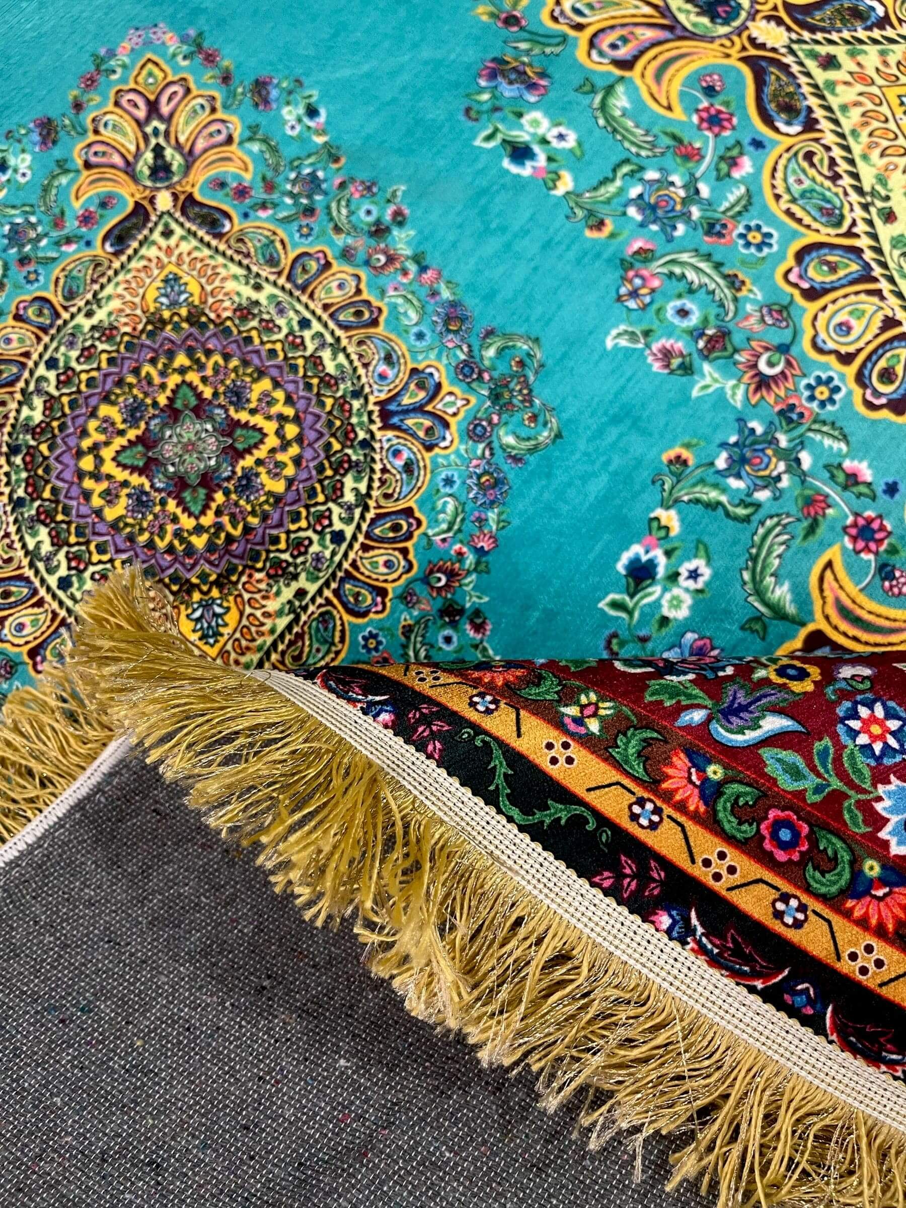 Round Turkish Rugs Colourful- Aqua