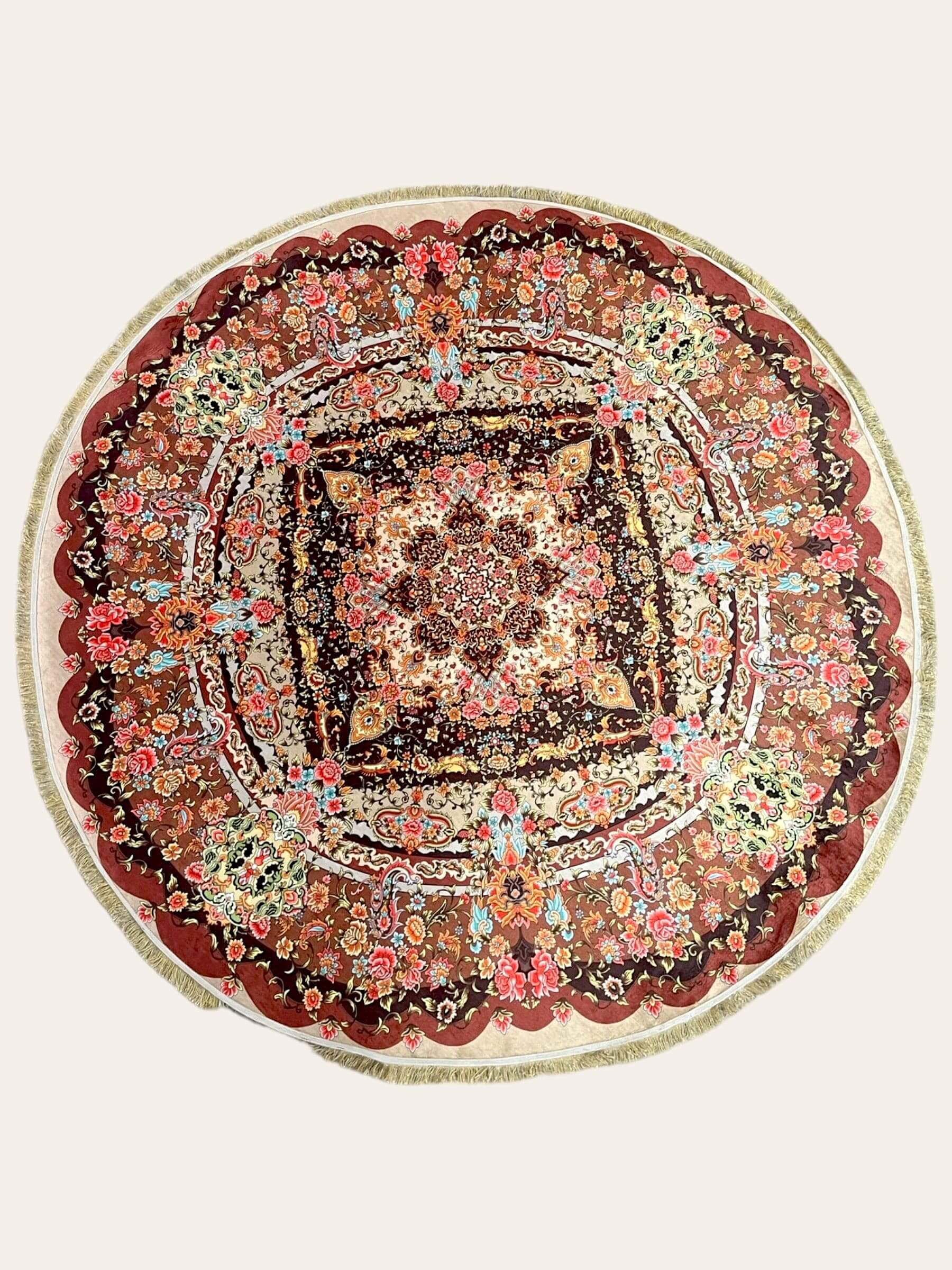 Round Turkish Rugs Colourful- Brown