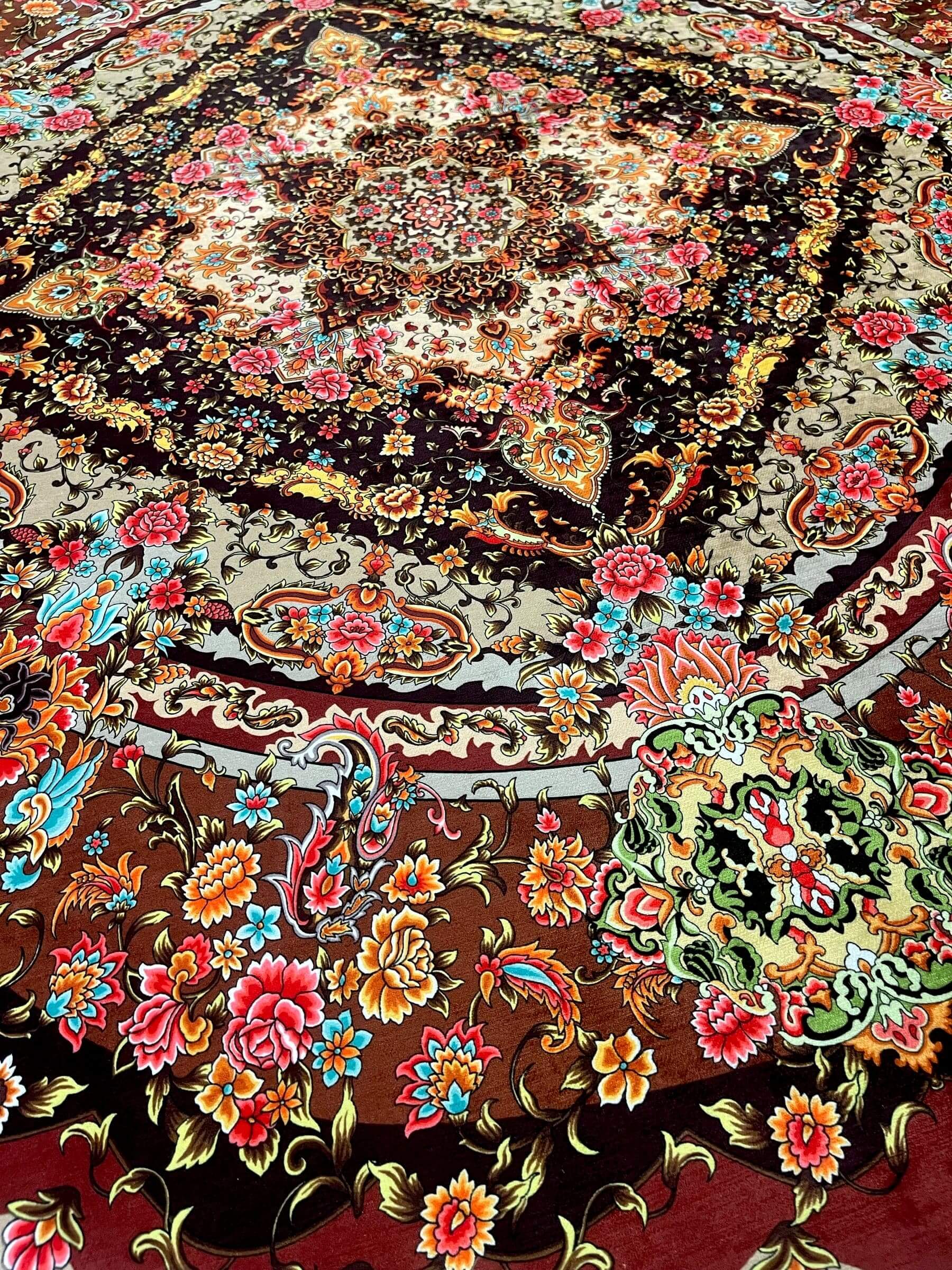 Round Turkish Rugs Colourful- Brown