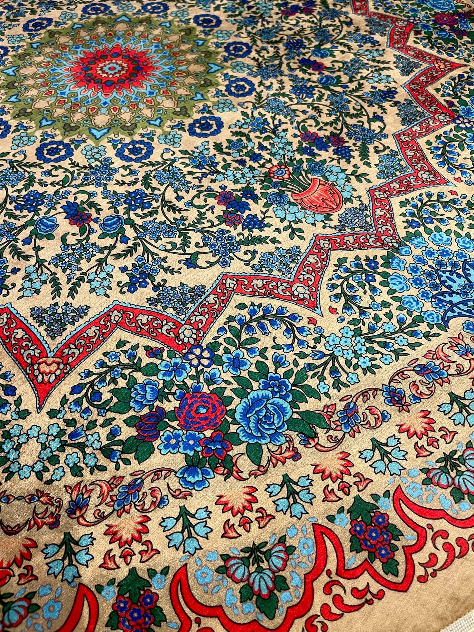 Round Turkish Rugs Colourful- Red-Cream