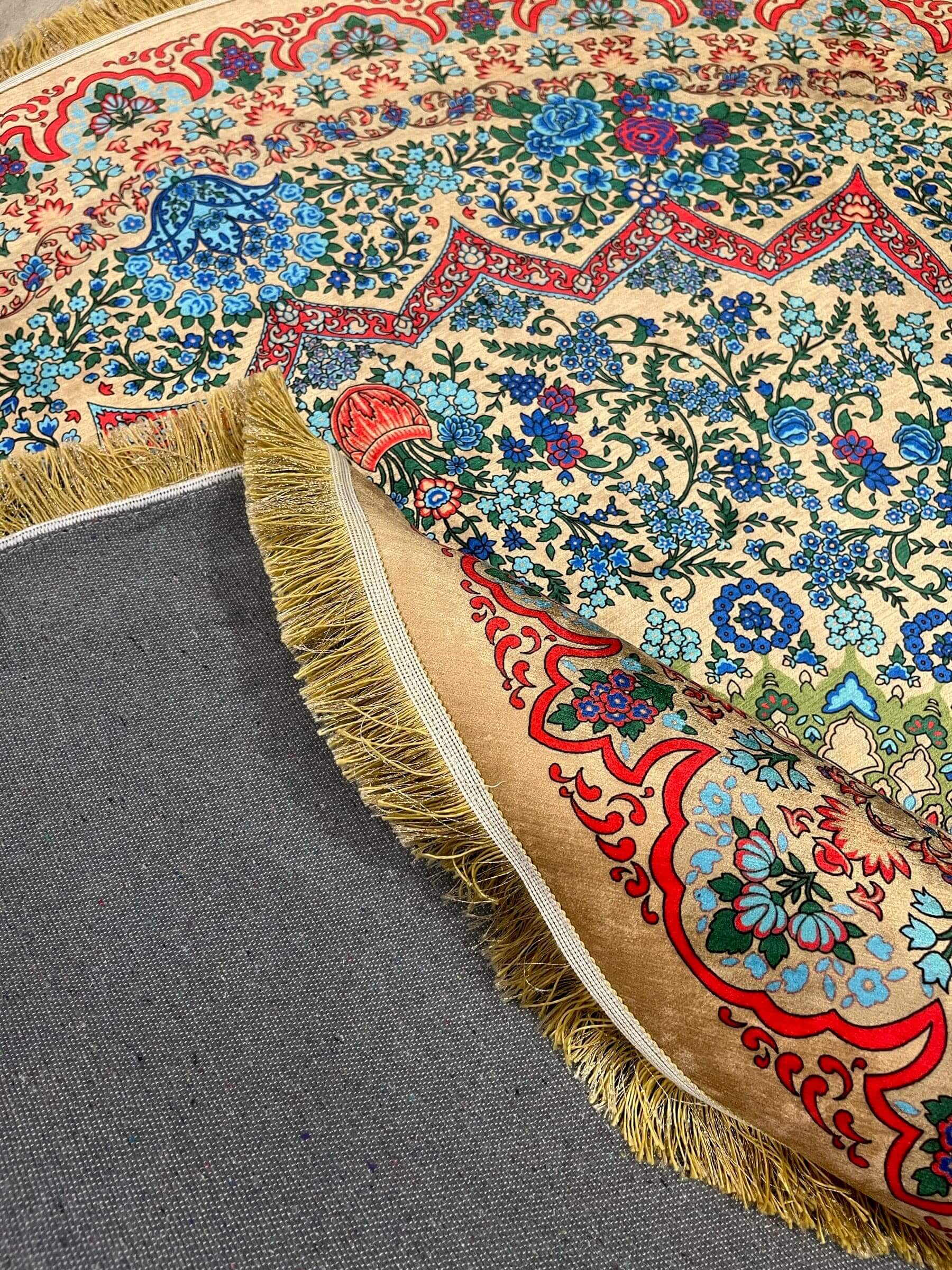 Round Turkish Rugs Colourful- Red-Cream