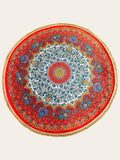 Round Turkish Rugs Colourful- Red-White