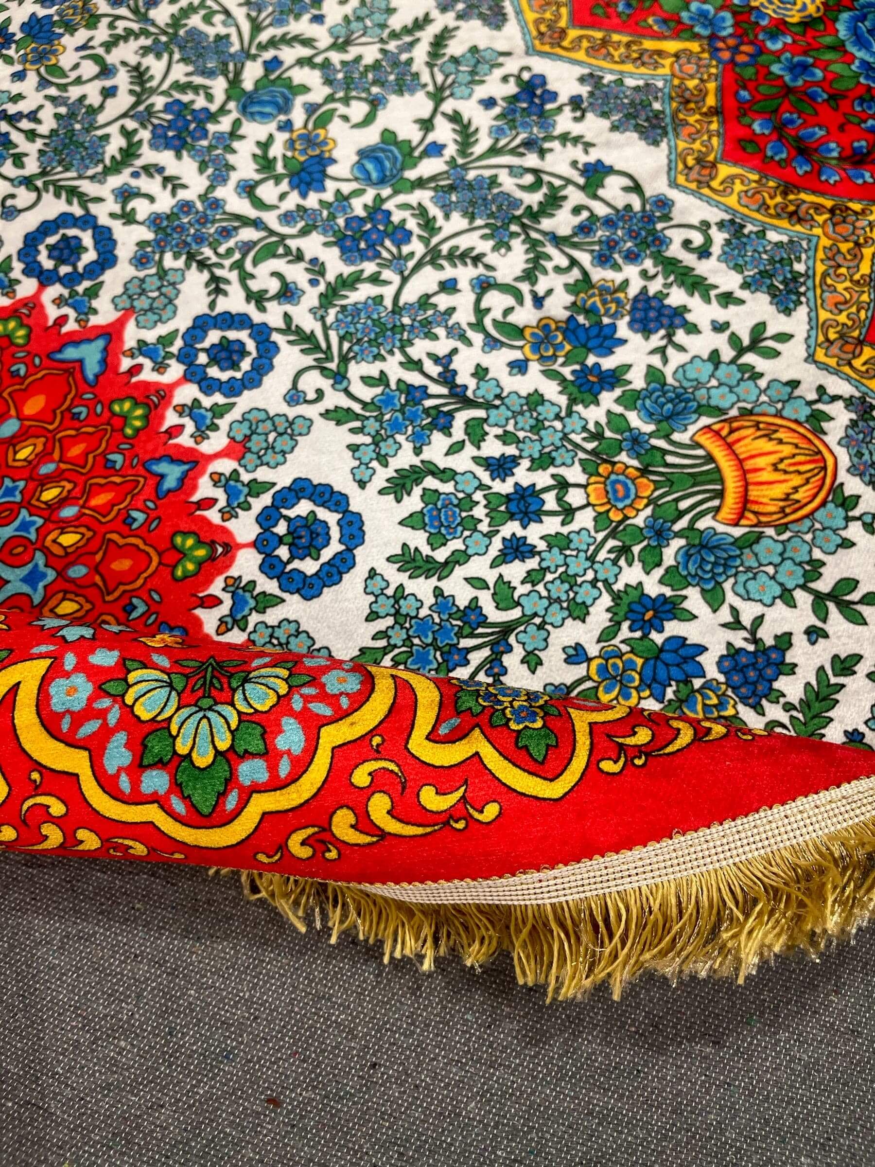 Round Turkish Rugs Colourful- Red-White