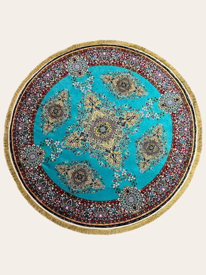 Round Turkish Rugs Colourful- Aqua Round Rug   