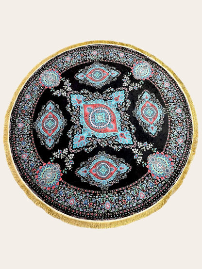 Round Turkish Rugs Colourful- Black-Blue