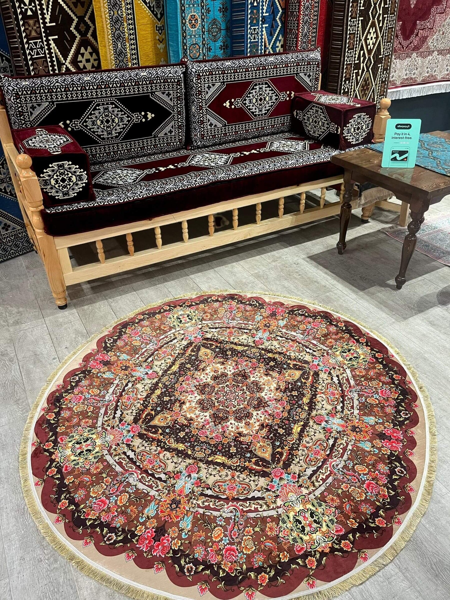 Round Turkish Rugs Colourful- Brown