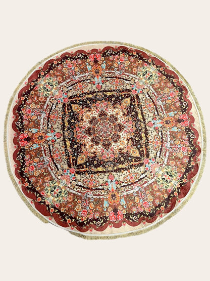 Round Turkish Rugs Colourful- Brown Round Rug   