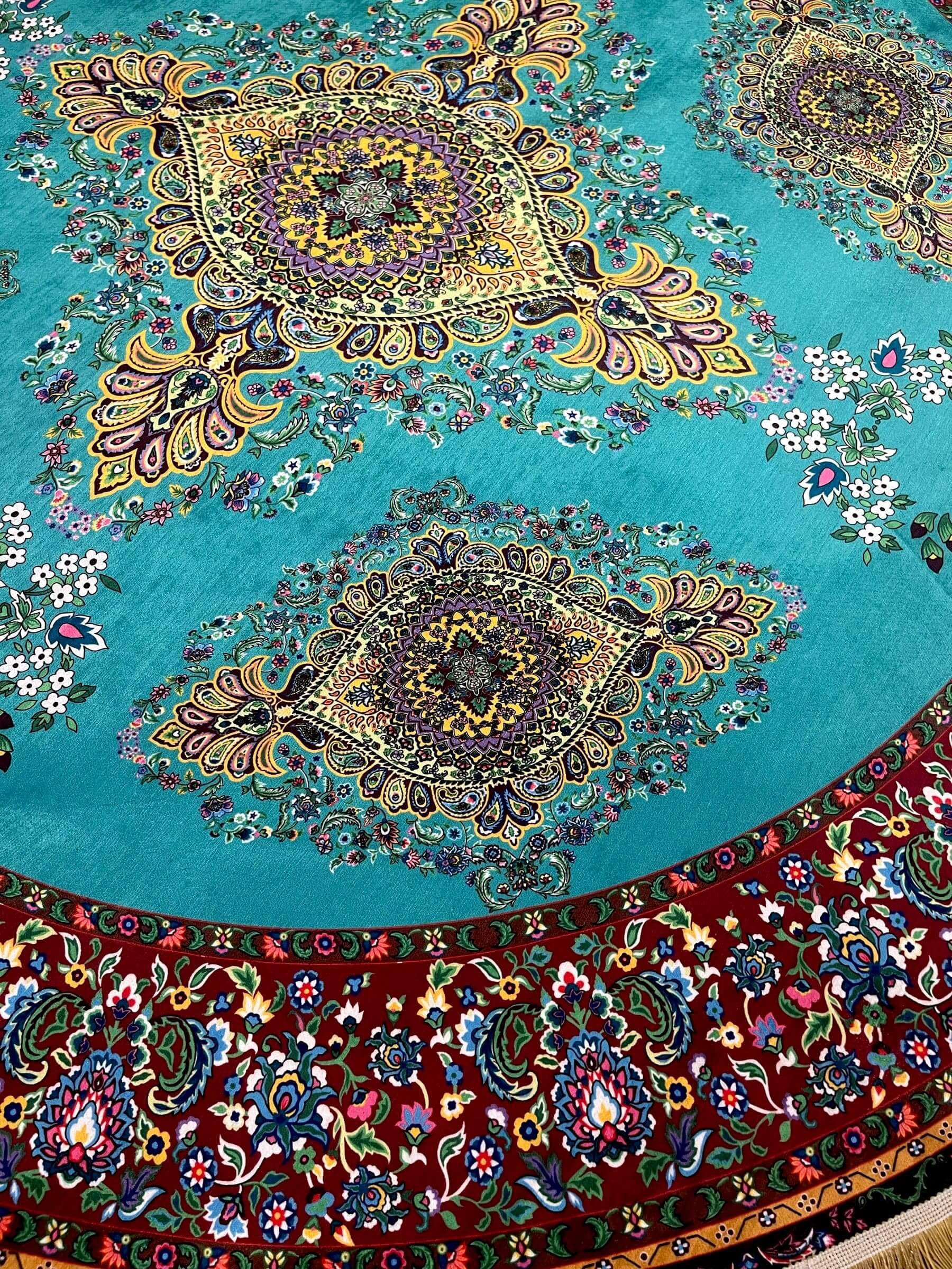 Round Turkish Rugs Colourful- Aqua Round Rug   