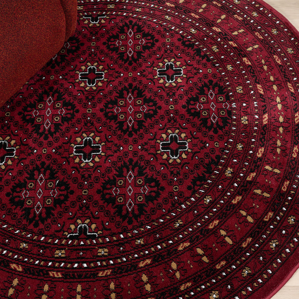 Royal 521 Red Round Traditional Round Rug