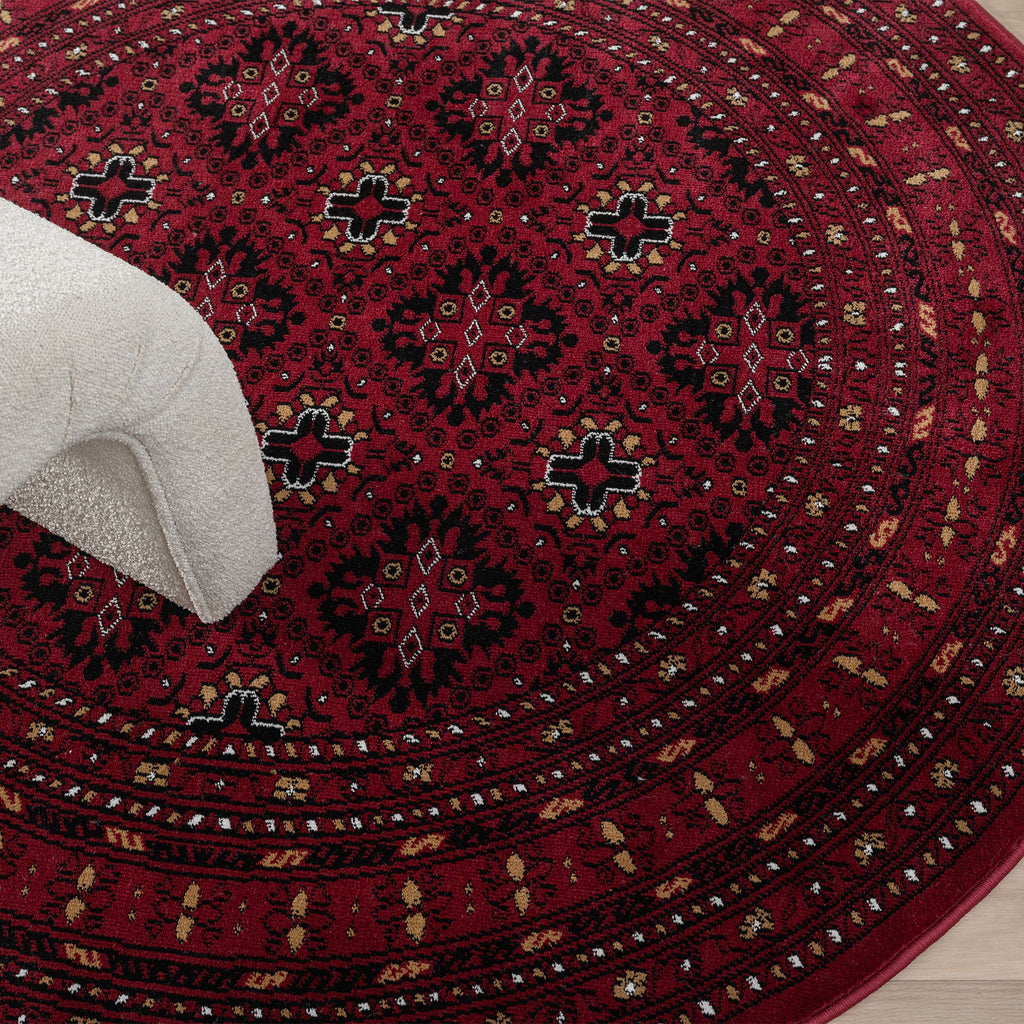 Royal 521 Red Round Traditional Round Rug