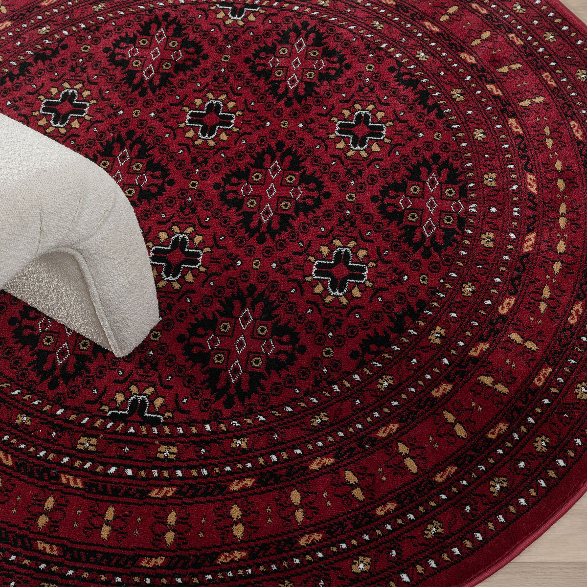 Royal 521 Red Round Traditional Round Rug