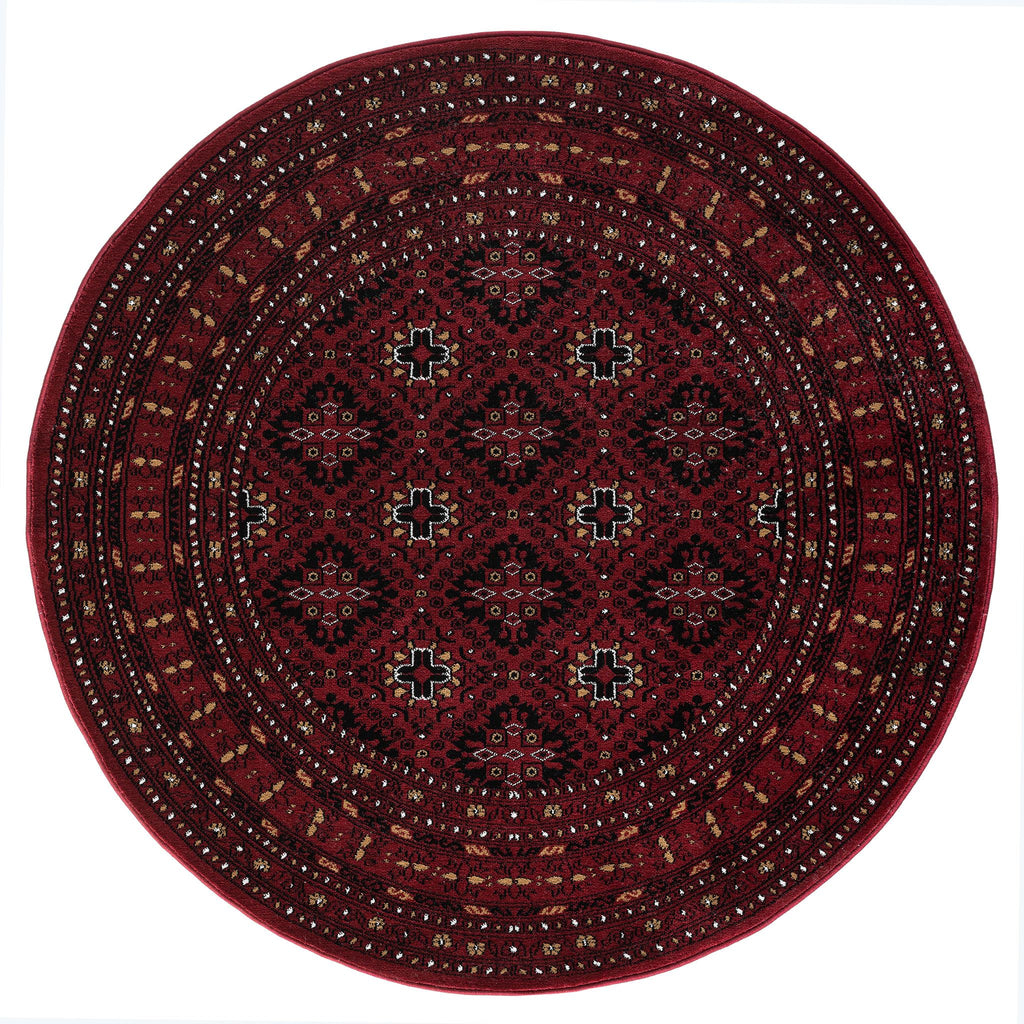 Royal 521 Red Round Traditional Round Rug