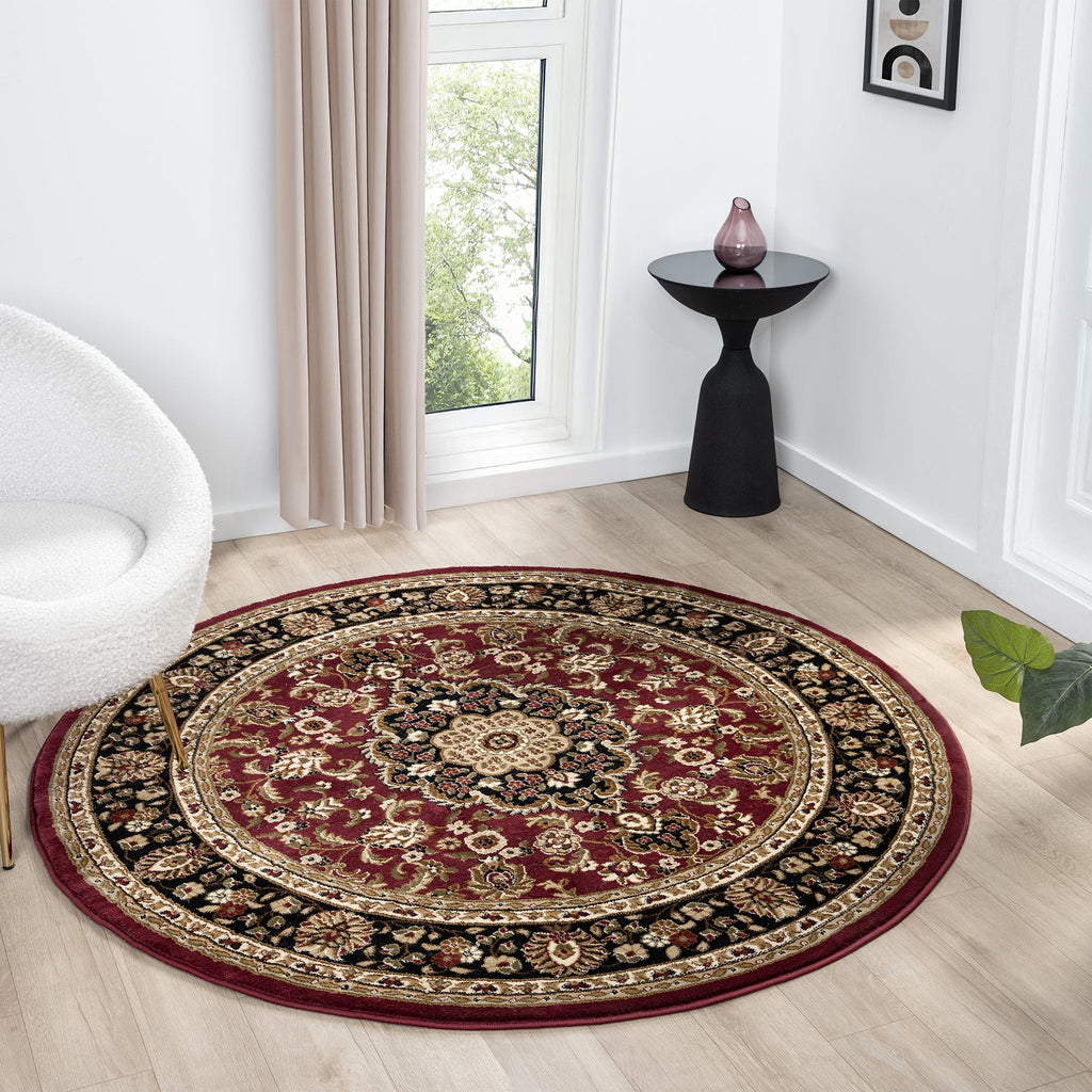 Royal 524 Red Round Traditional Round Rug lifestyle view