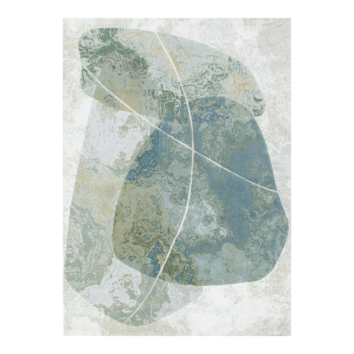 Sena S001 Green Abstract Rug – view 2