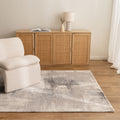 Sena S003 Cream Grey Distressed Rug styled with furniture