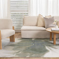 Sena S004 Green Abstract Rug styled with furniture