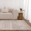 Solenne Beige & Blue Distressed Vintage Rug - S100 styled with furniture