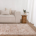 Solenne Beige & Rust Distressed Vintage Rug - S200 styled with furniture