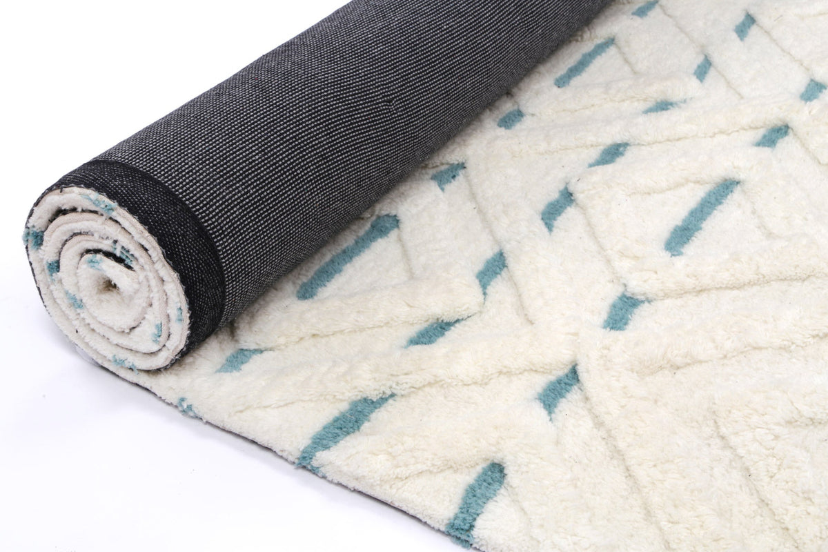 Sonet S3 Turquoise Wool Tribal Rug – view 5