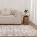 Solenne Cream-Gray Abstract Rug - S500 styled with furniture