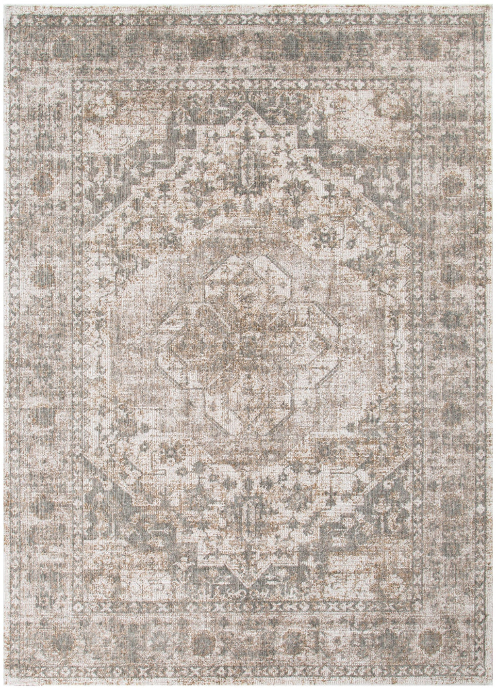 Solenne Cream & Olive Distressed Medallion Vintage Rug - S600 – view 2