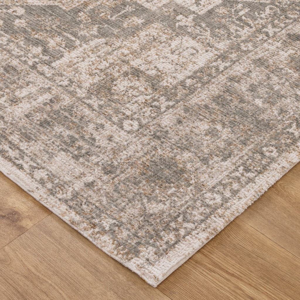 Solenne Cream & Olive Distressed Medallion Vintage Rug - S600 – view 3