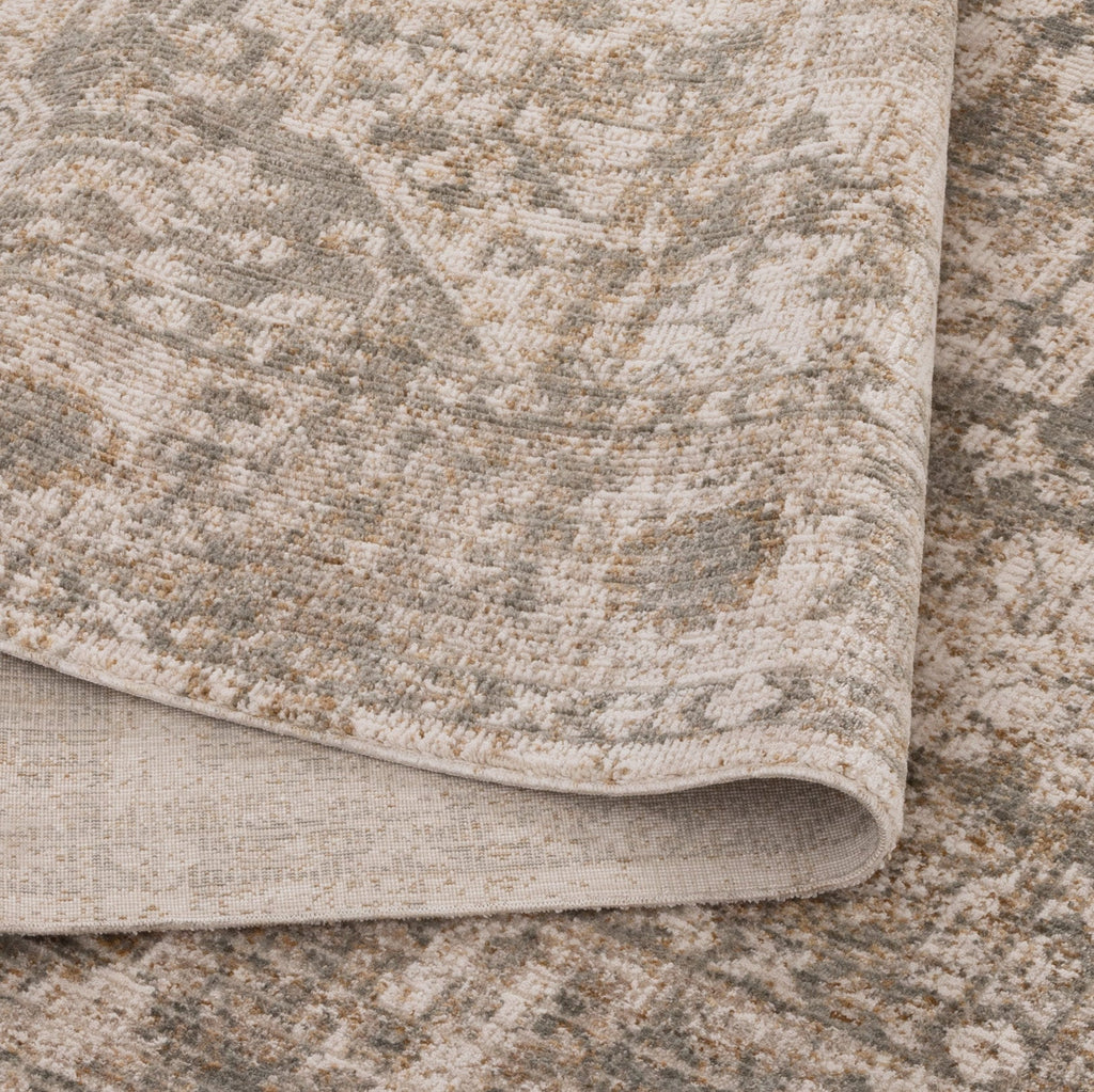 Solenne Cream & Olive Distressed Medallion Vintage Rug - S600 – view 4