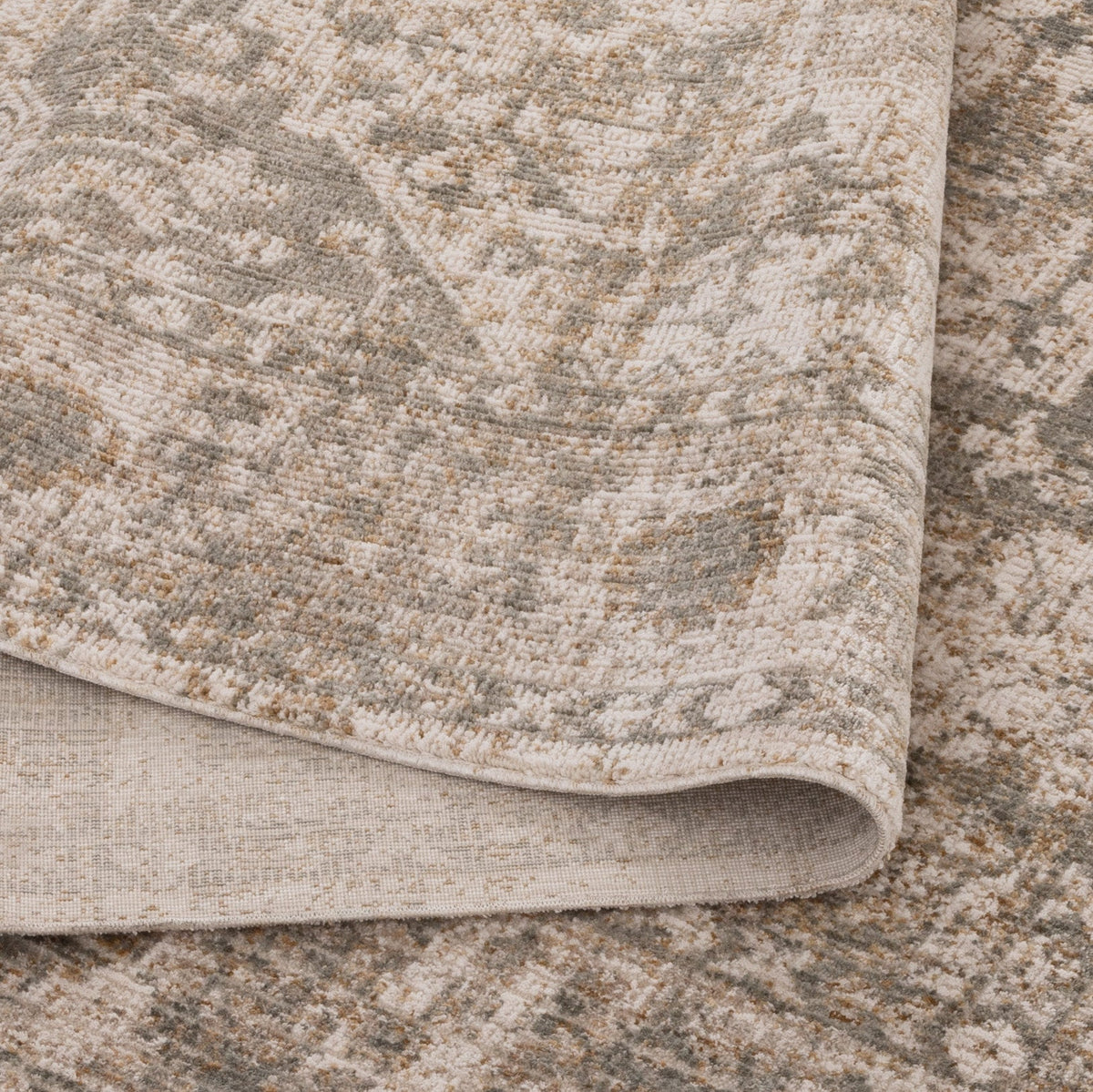 Solenne Cream & Olive Distressed Medallion Vintage Rug - S600 – view 4