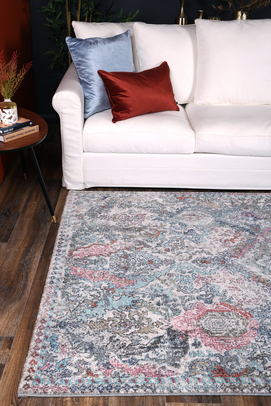 Salsa Evageline Multi Transitional Rug - SALS03 styled with furniture