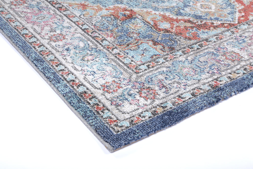 Salsa Maykel Blue & Terracotta Transitional Rug - SALS04 – view 7