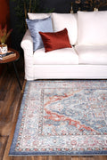 Salsa Maykel Blue & Terracotta Transitional Rug - SALS04 styled with furniture